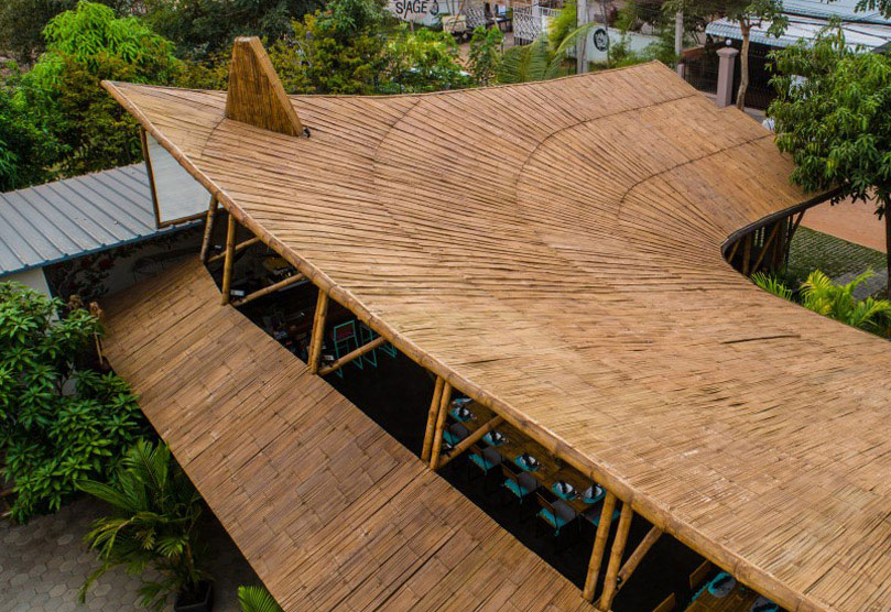 Bamboo Roof Cafe Pavilion Kitchen School Siem Reap Cambodia