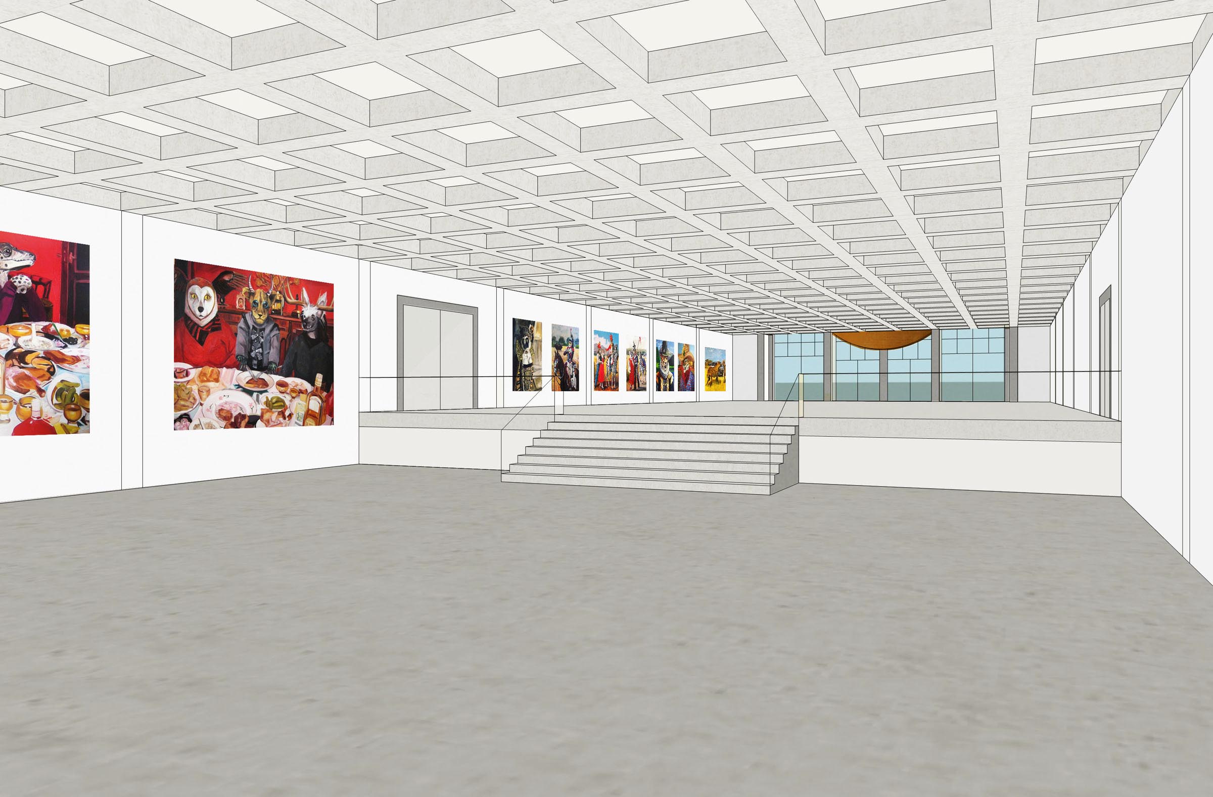 Gallery view with concrete soffit